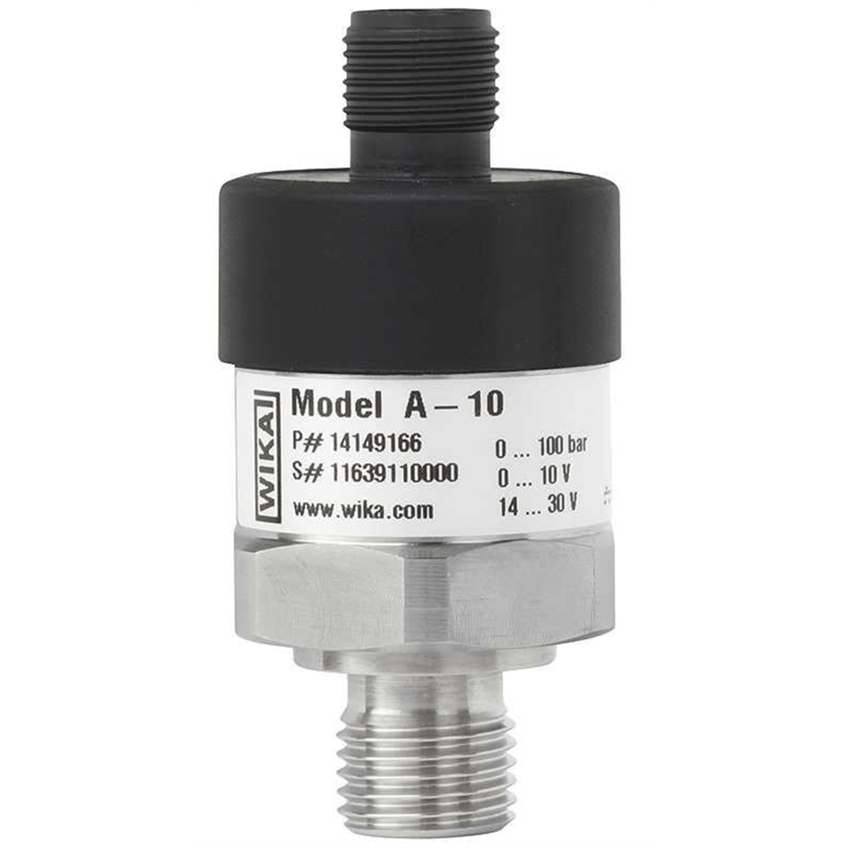 WIKA A-10 Pressure Transmitter, 1/4" MNPT, 6 ft flying leads, 0-15 PSI, 4-20mA Output