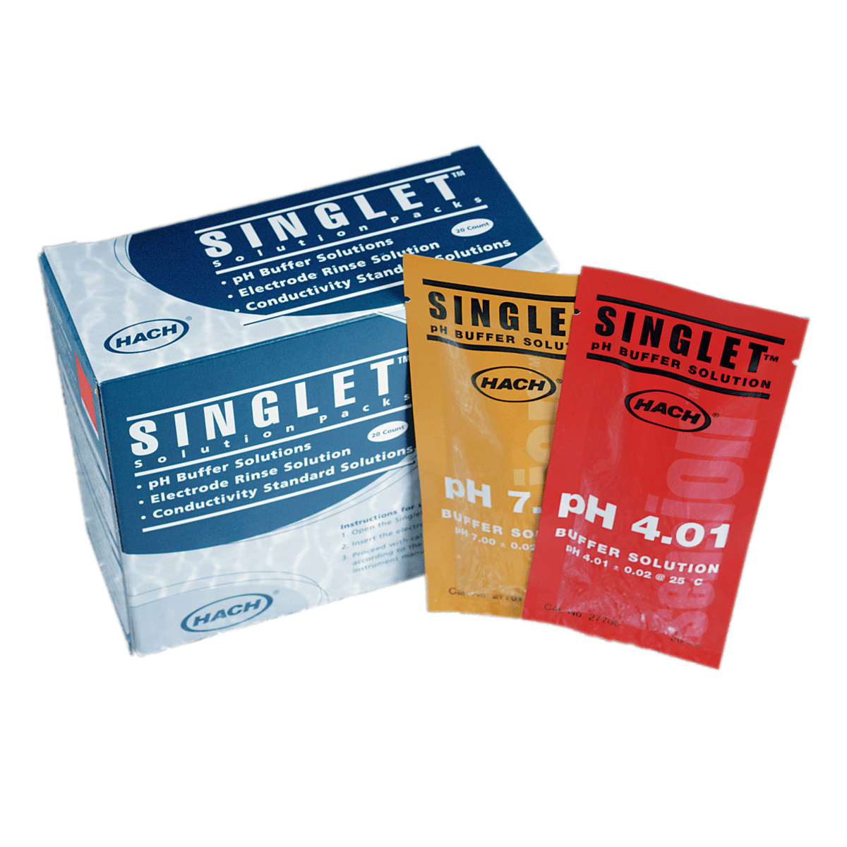 Hach SINGLET™ Single-Use pH Buffer Kit, pH 4.01 & 7.00, 2/pk of 10, 2769920