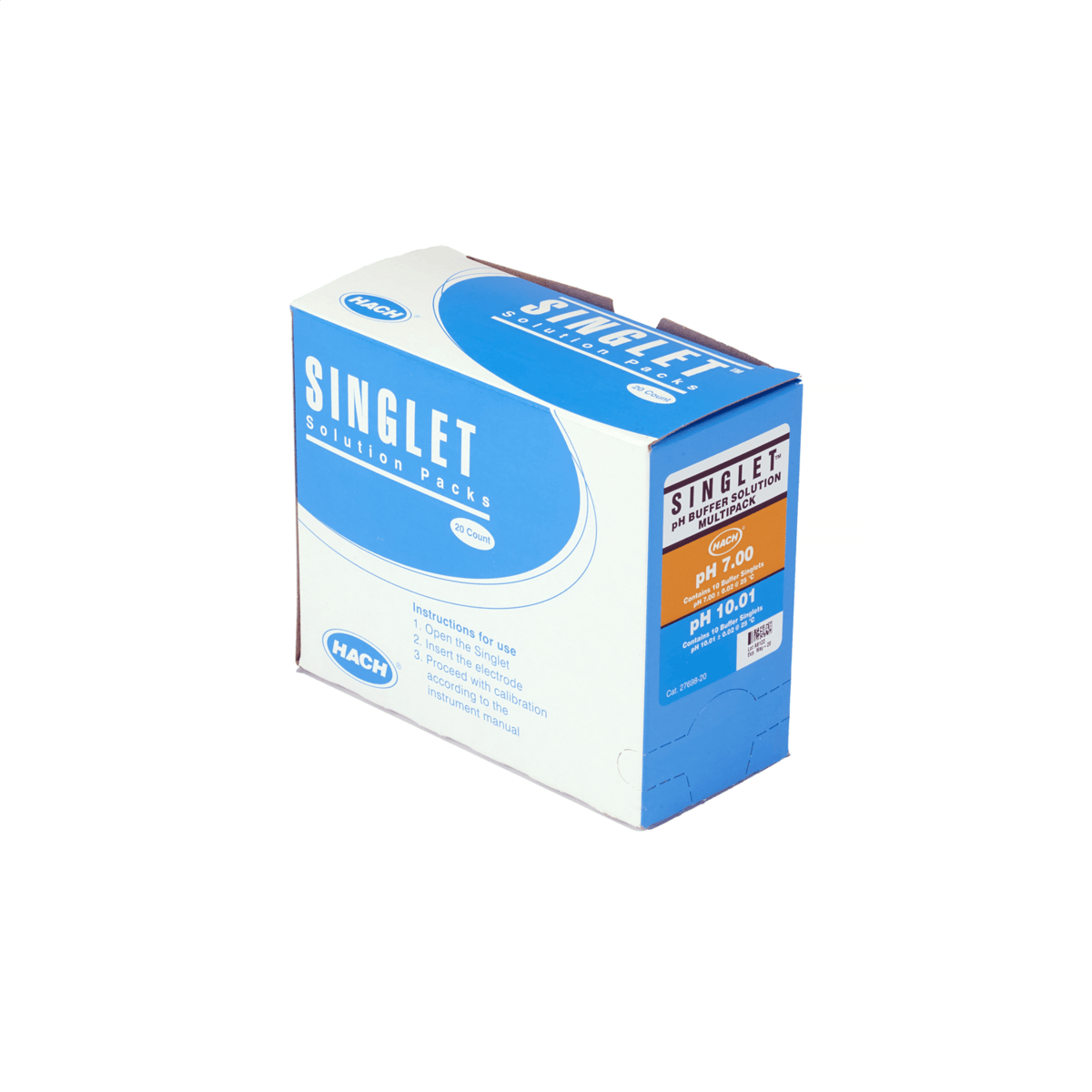 Hach SINGLET™ Single-Use pH Buffer Kit, pH 7.00 & 10.01, pk/2x10, 2769820