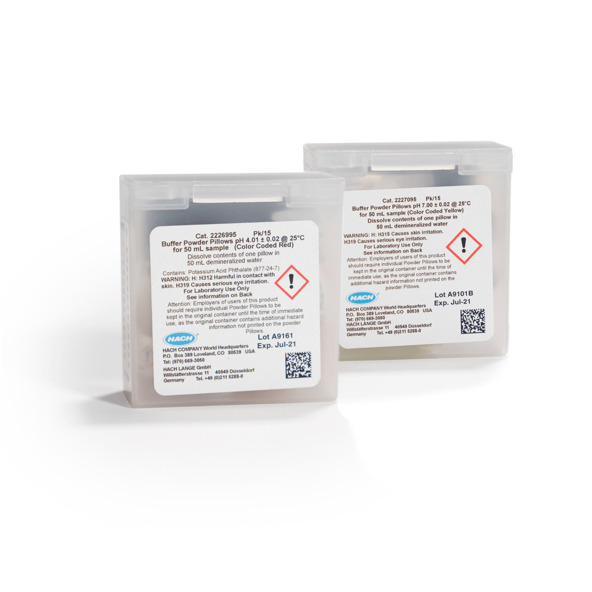 Hach Buffer Powder PIllows, pH 4.01 & pH 7.00, pk/2x15, 2299264