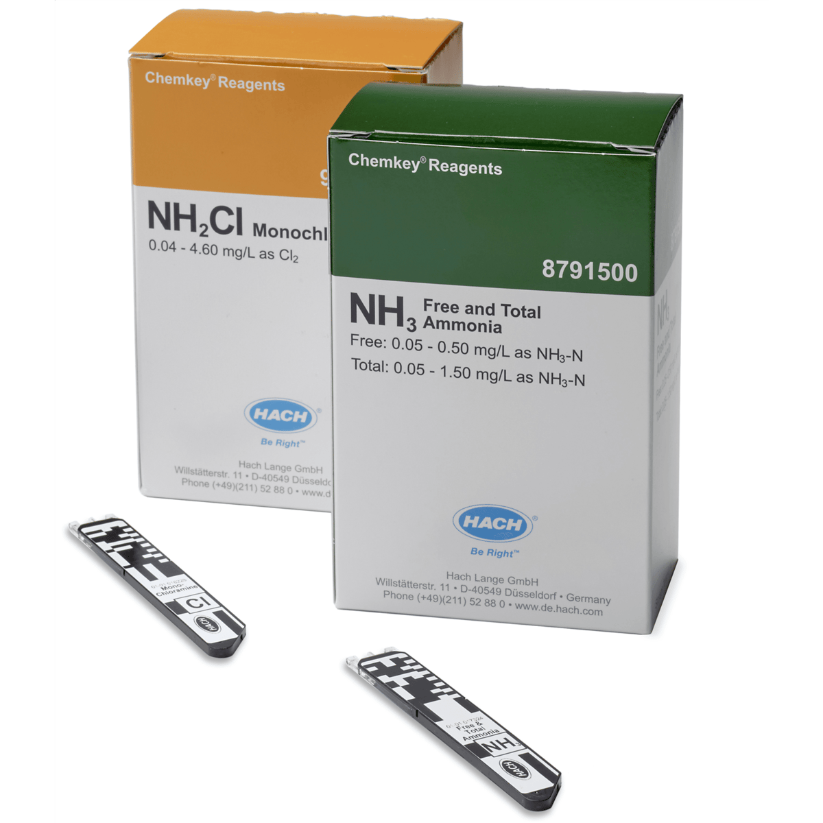 Hach Ammonia (Free & Total) and Monochloramine Chemkey® Reagents, Box of 25 Each, 8791900