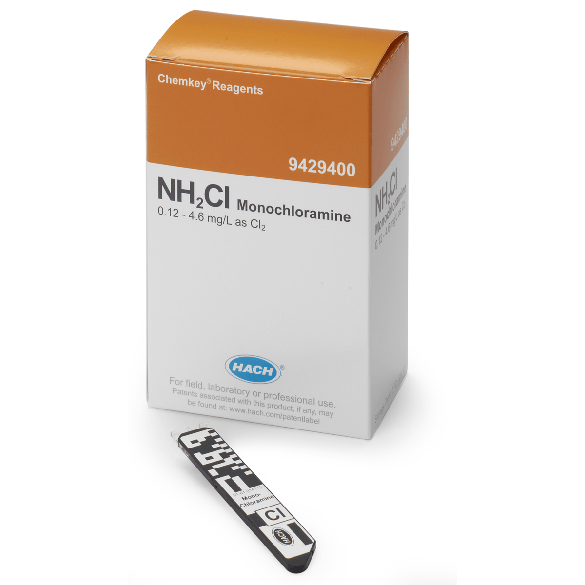 Hach Monochloramine Chemkey® Reagents, 0.04-4.0 mg/L Cl2, 25/Box, 9429400