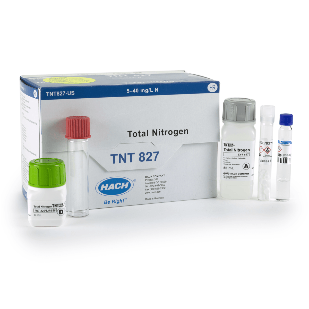 Hach Nitrogen (Total) TNTplus Vial Test, HR, 5-40 mg/L N , 25 Tests, TNT827
