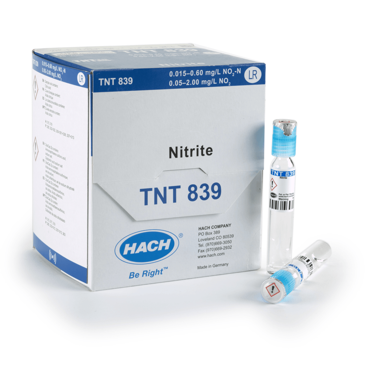 Hach Nitrite TNTplus Vial Test, LR, 0.015-0.600 mg/L NO₂-N , 25 Tests, TNT839