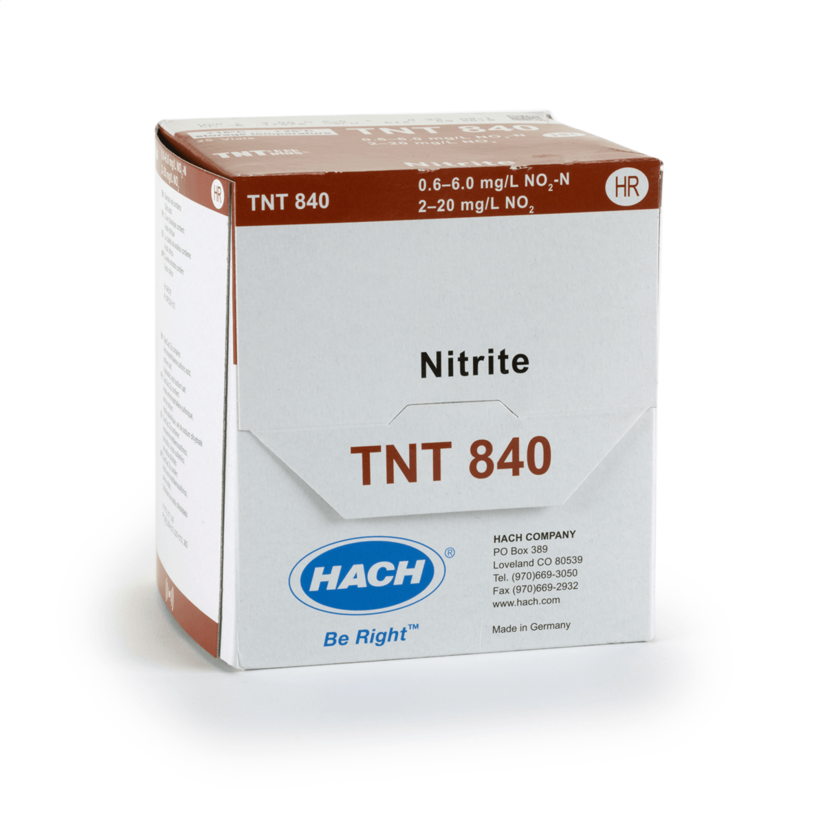 Hach Nitrite TNTplus Vial Test, HR, 0.6-6.0 mg/L NO₂-N , 25 Tests, TNT840