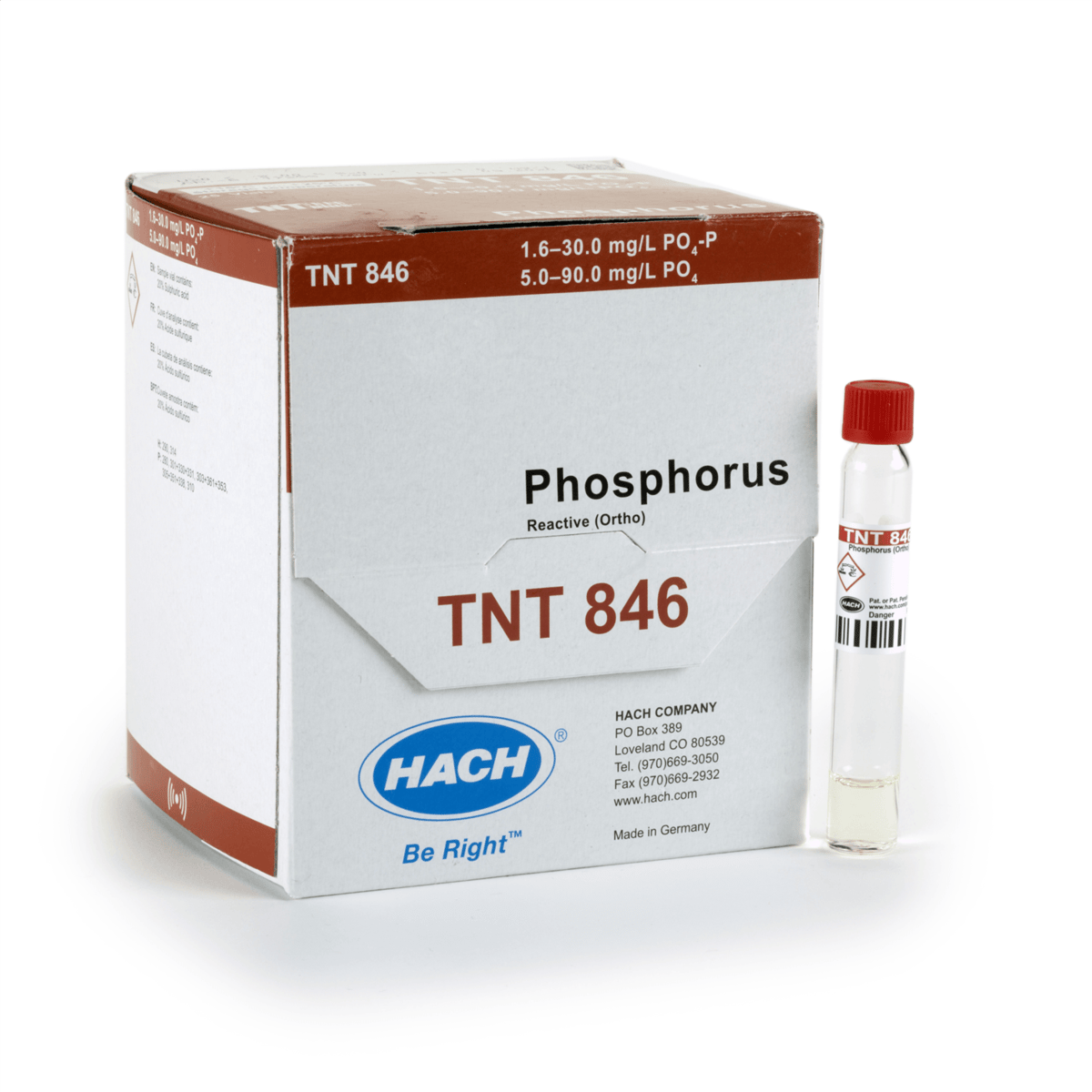 Hach Phosphorus (Reactive) TNTplus Vial Test, 5-90 mg/L PO₄ , 25 Tests, TNT846