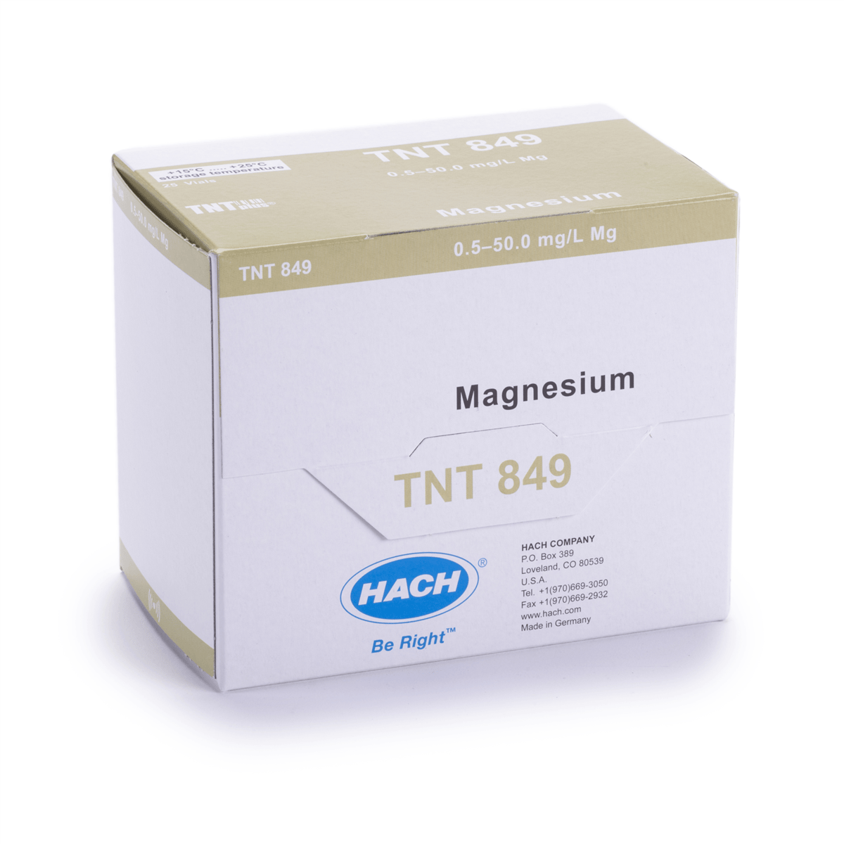 Hach Magnesium TNTplus Vial Test, 0.5 - 50 mg/L Mg , 25 Tests, TNT849