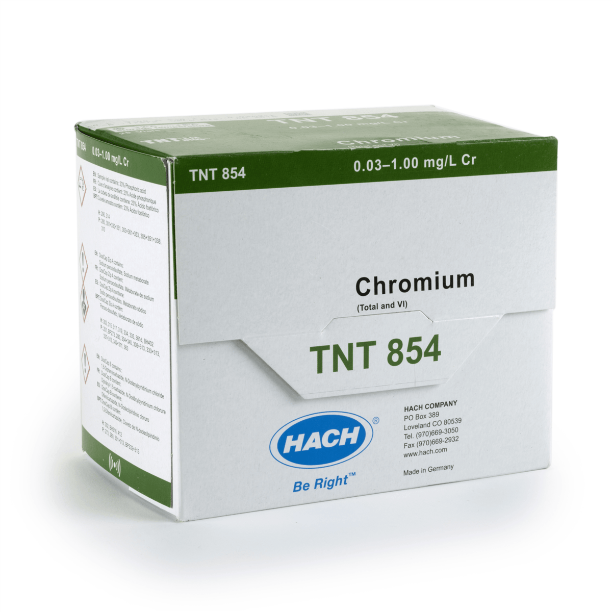 Hach Chromium TNTplus Vial Test, 0.03-1.00 mg/L Cr , 25 Tests, TNT854