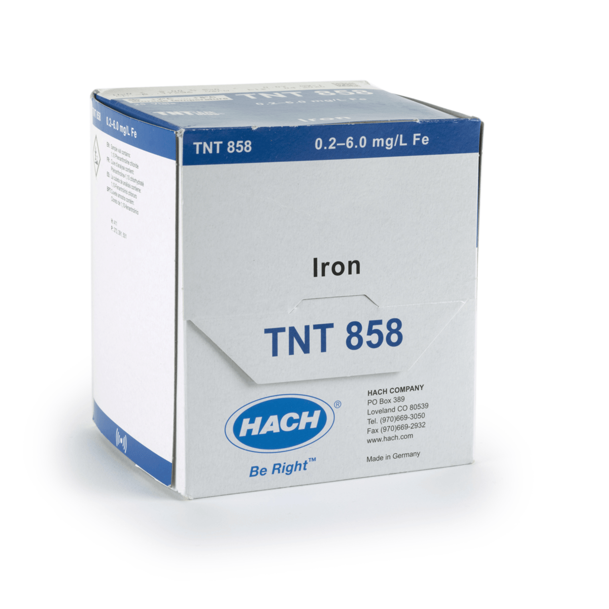 Hach Iron TNTplus Vial Test, 0.2-6.0 mg/L Fe , 25 Tests, TNT858