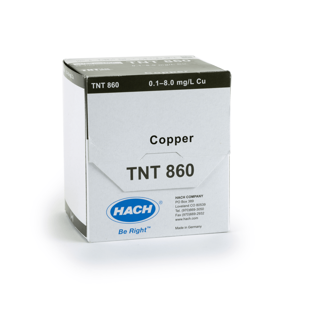 Hach Copper TNTplus Vial Test, 0.1-8.0 mg/L Cu , 25 Tests, TNT860