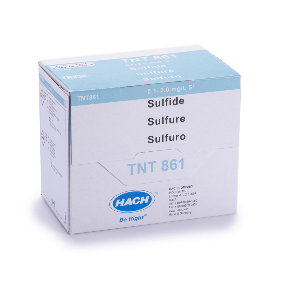 Hach Sulfide TNTplus Vial Test, 0.1-2.0 mg/L , 25 Tests, TNT861