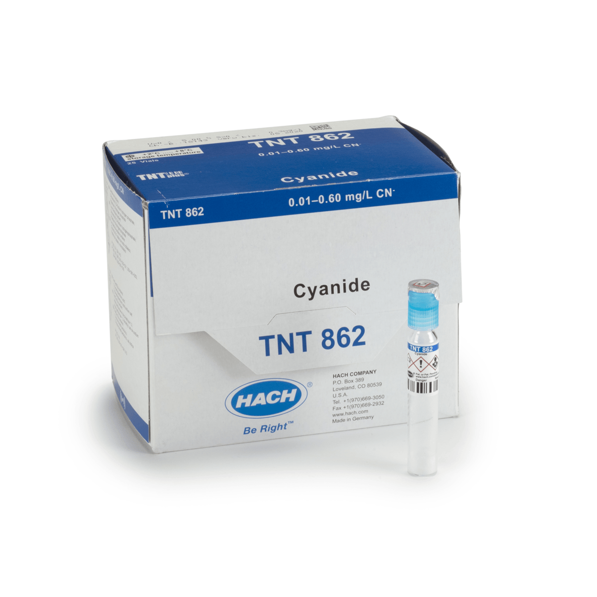Hach Cyanide TNTplus Vial Test, 0.01-0.6 mg/L CN , 25 Tests, TNT862