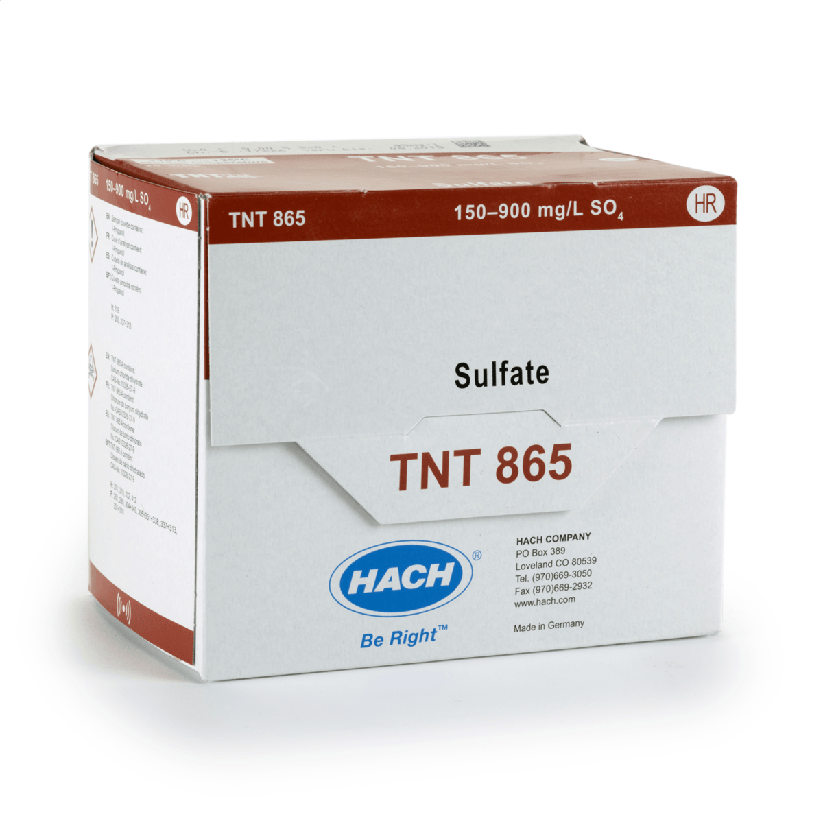 Hach Sulfate TNTplus Vial Test, HR, 150-900 mg/L SO₄ , 25 Tests, TNT865
