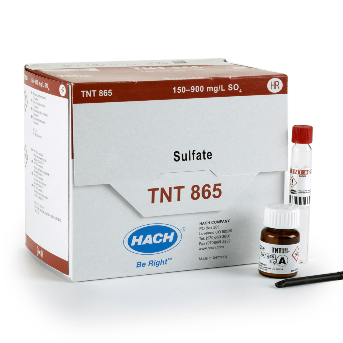 Hach Sulfate TNTplus Vial Test, HR, 150-900 mg/L SO₄ , 25 Tests, TNT865