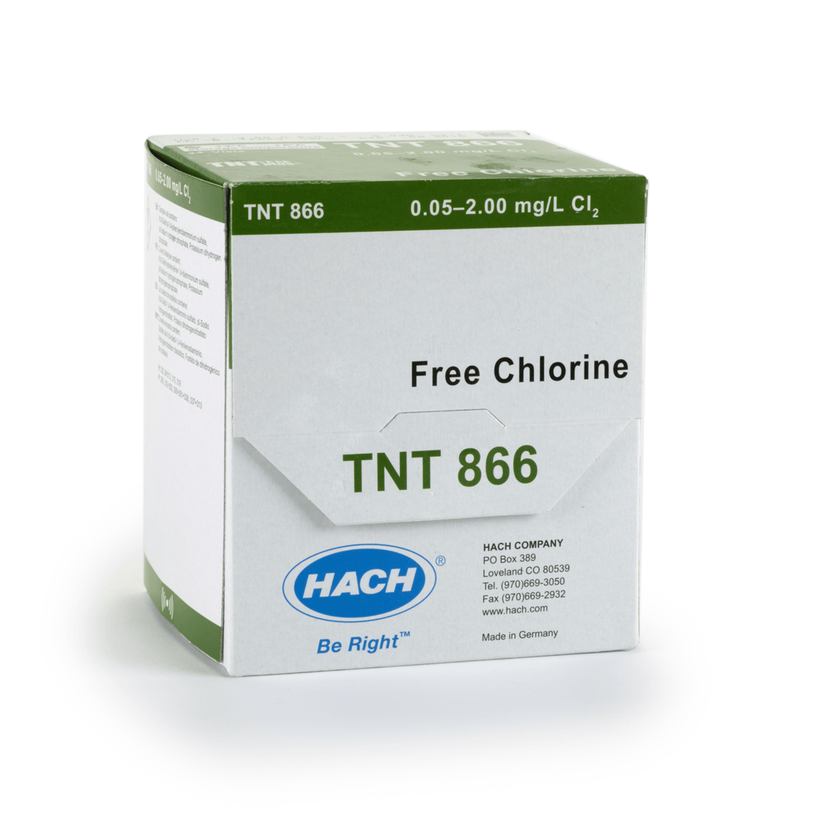 Hach Free Chlorine TNTplus Vial Test, 0.05-2.00 mg/L Cl₂ , 24 Tests, TNT866