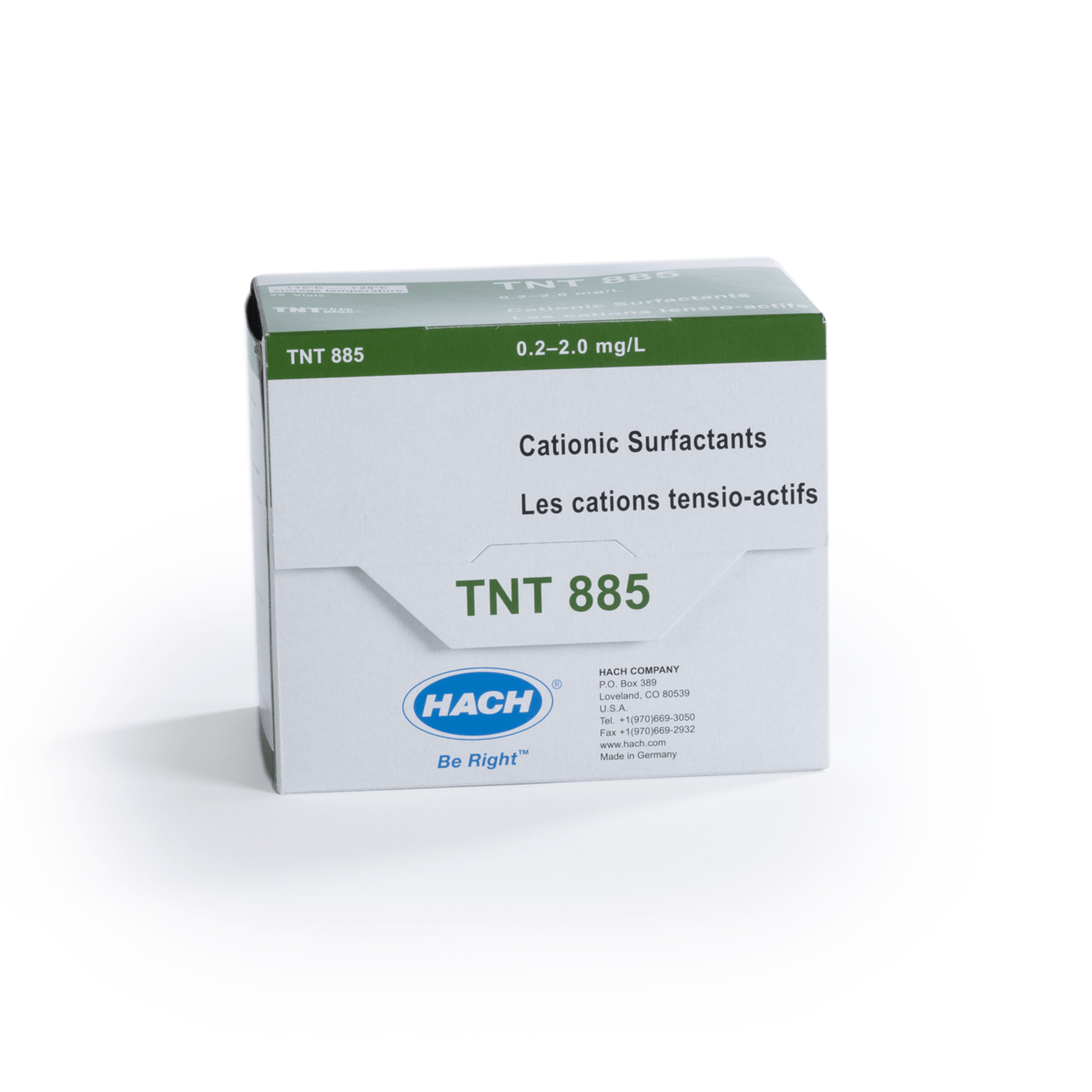 Hach Cationic Surfactants TNTplus Vial Test, 0.2 - 2.0 mg/L , 25 Tests, TNT885