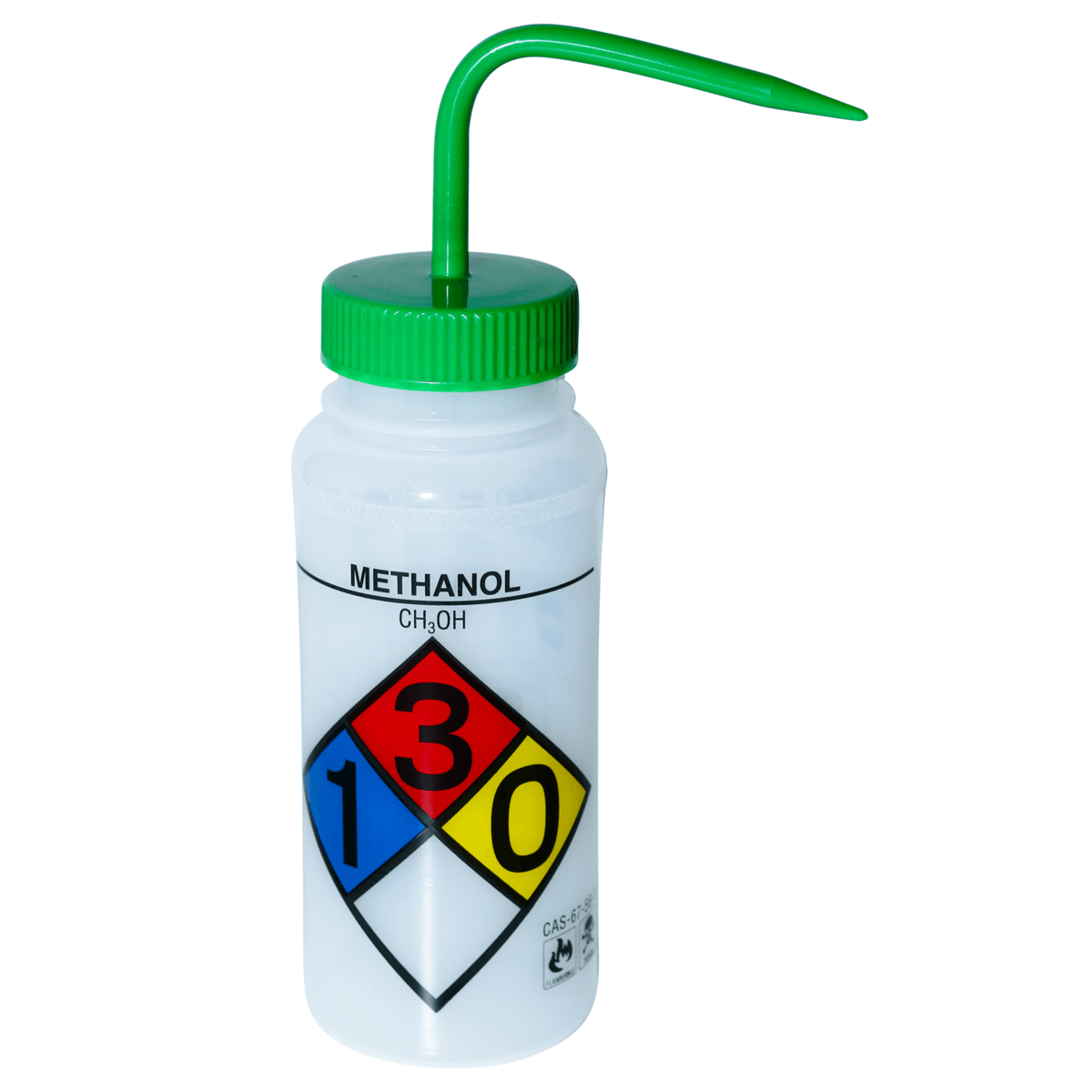 SP Bel-Art Safety-Labeled 4-Color Methanol Wide-Mouth 500 mL Polyethylene Wash Bottles, Pack of 4