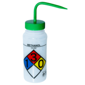 SP Bel-Art Safety-Labeled 4-Color Methanol Wide-Mouth 500 mL Polyethylene Wash Bottles, Pack of 4