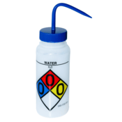 SP Bel-Art Safety-Labeled 4-Color Water Wide-Mouth 500 mL Polyethylene Wash Bottles, Pack of 4