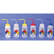 SP Bel-Art Right-To-Know Safety-Vented Assorted 4-Color Wide-Mouth 500mL Wash Bottle, 6/Pack