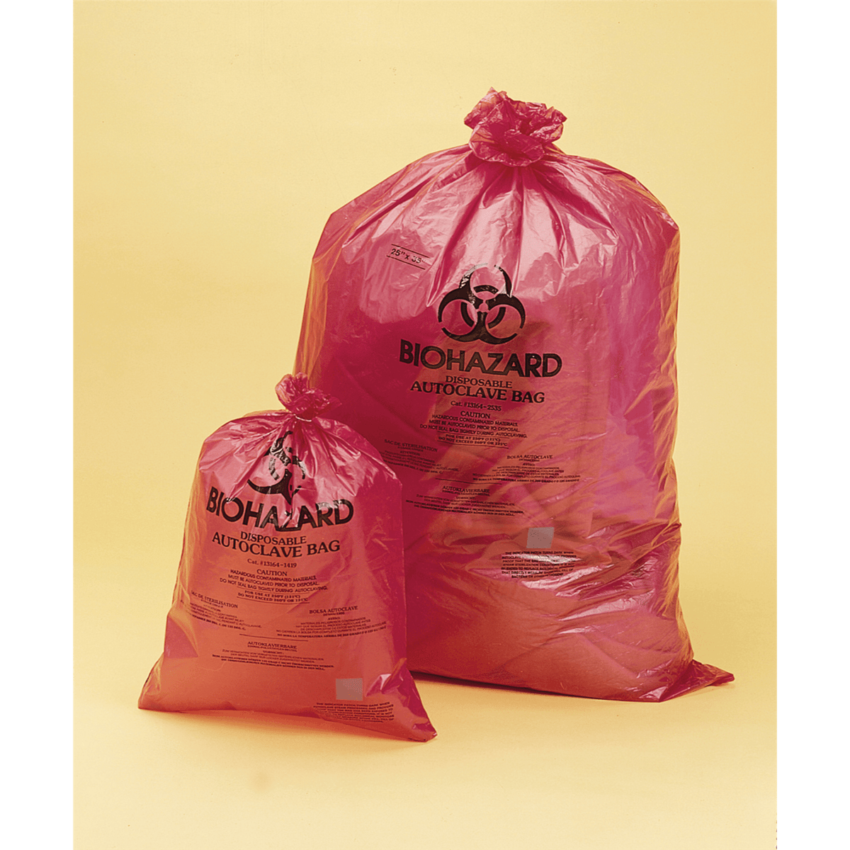 SP Bel-Art Red Biohazard Disposal Bag w/Sterilization Indicator, 2-4 Gallon, 200/Pack