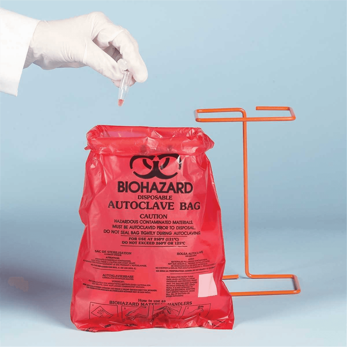SP Bel-Art Bench-Top Red Polyethylene Biohazard Bags, Pack of 100
