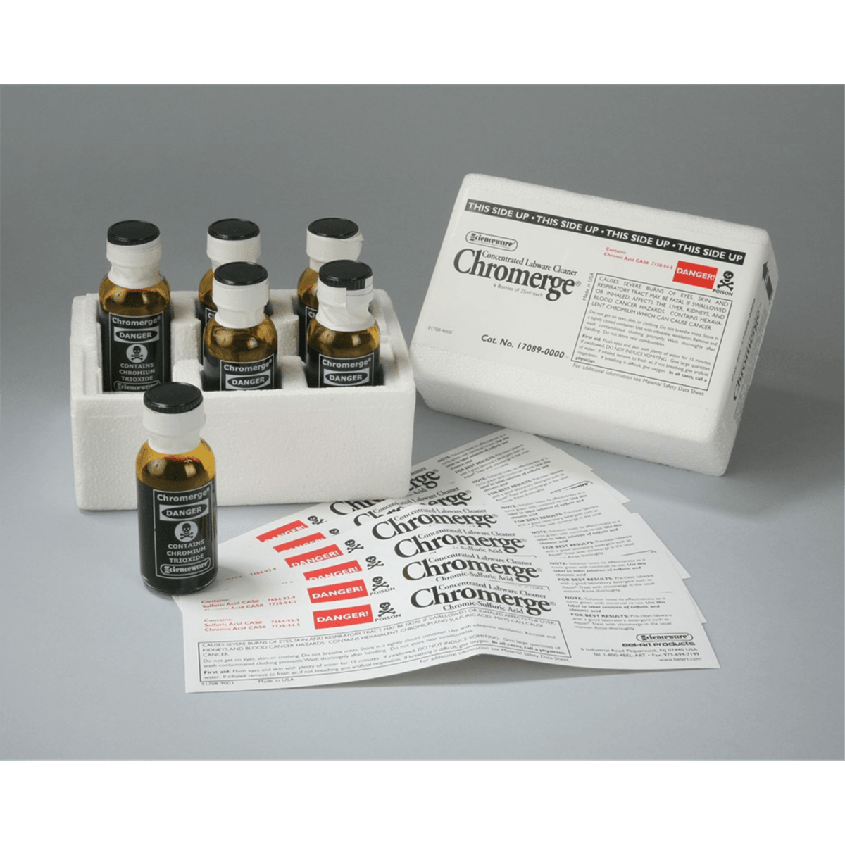 SP Bel-Art Chromerge Chromium Trioxide Glass Cleaner Solution, 25 mL, Pack of 6