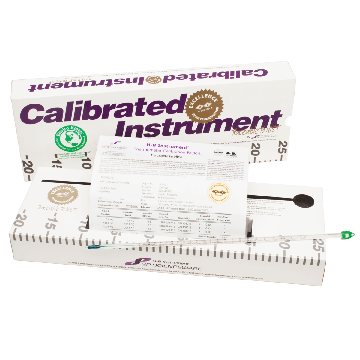 H-B Enviro-Safe Calibrated Precision Liquid-In-Glass Lab Thermometer, -1 to 61 C