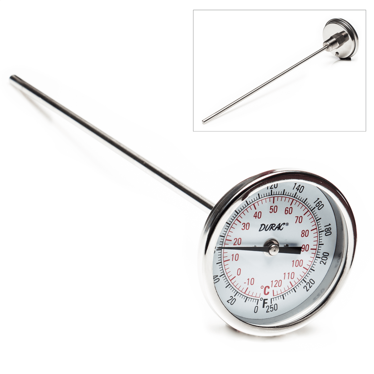 H-B Durac Bi-Metallic Dial Thermometer, -20 to 120 C, 1/2" NPT Threaded Connection, 75 mm Dial