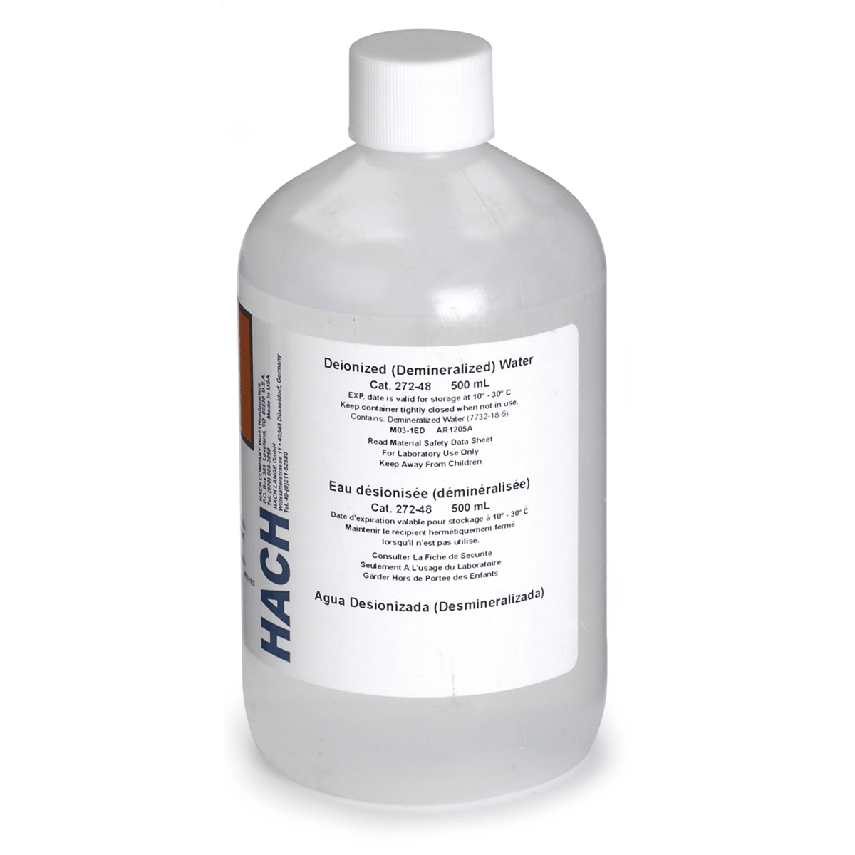 Hach Water, Deionized, 500 mL, 27248
