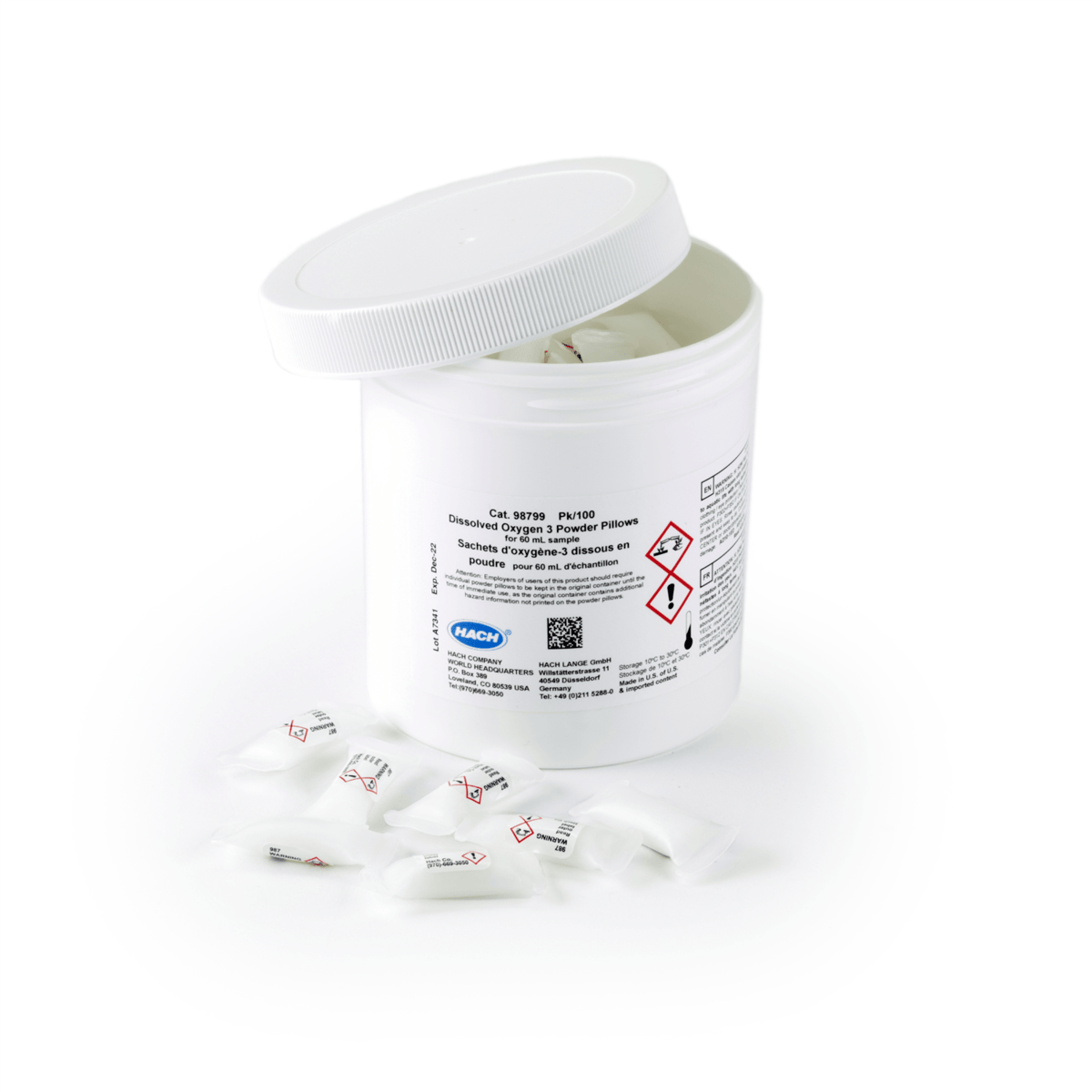 Hach Dissolved Oxygen 3 Reagent Powder Pillows, pk/100, 98799