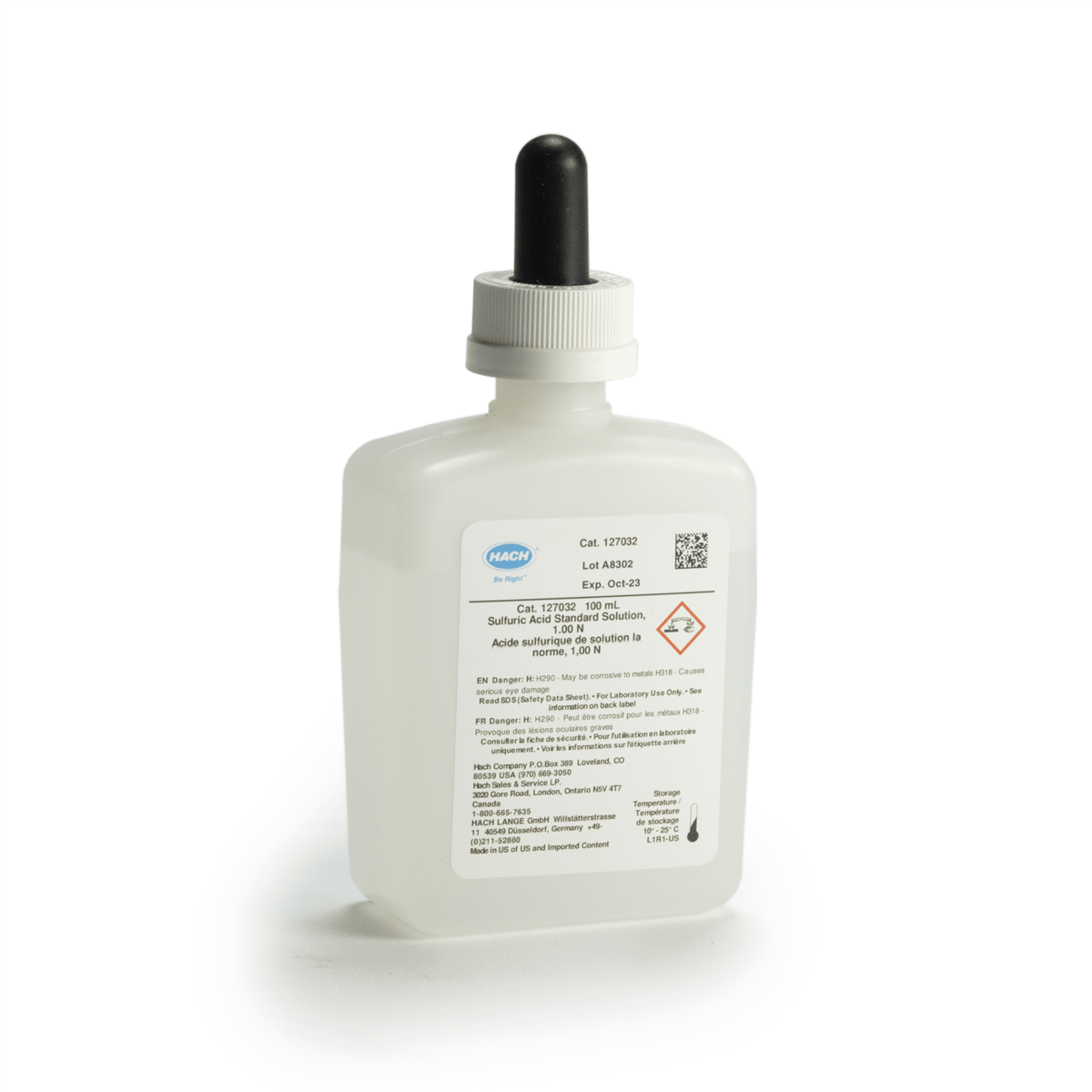 Hach Sulfuric Acid Standard Solution, 1.000 N, 100 mL MDB, 127032