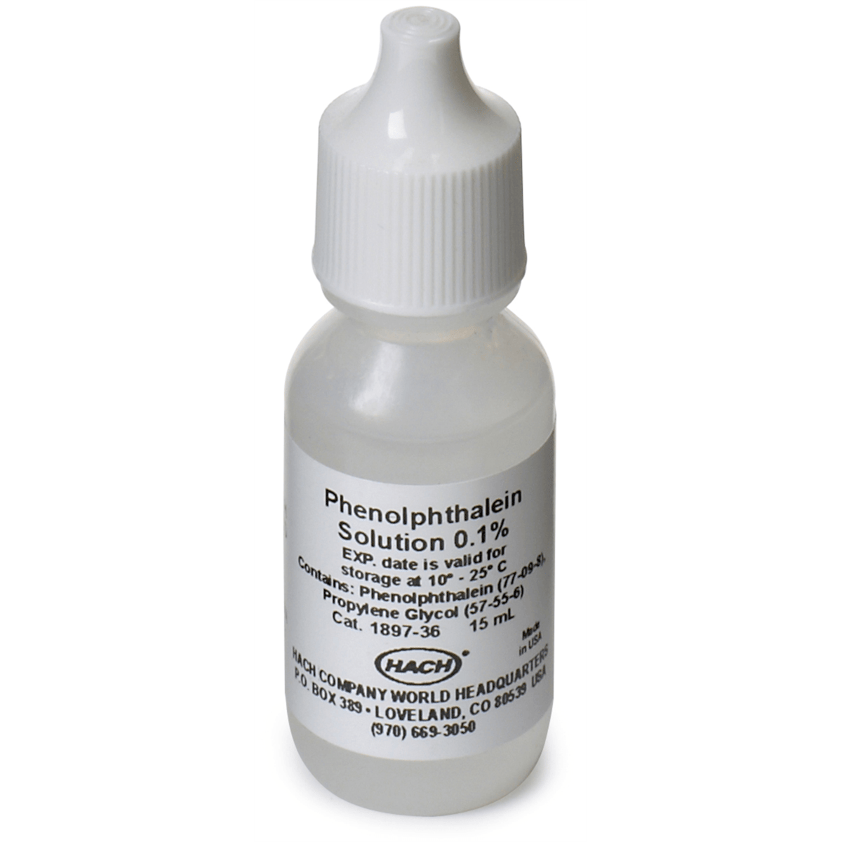 Hach Phenolphthalein Indicator Solution, 1 g/L, 15 mL, 189736