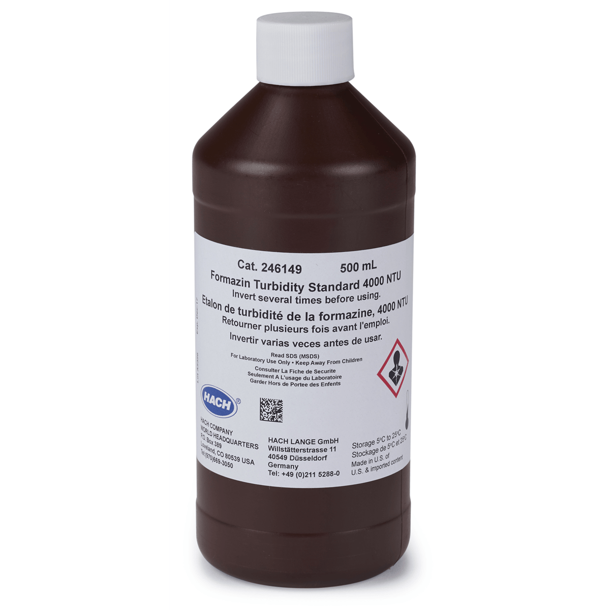 Hach Formazin Turbidity Standard, 4000 NTU, 500 mL, 246149