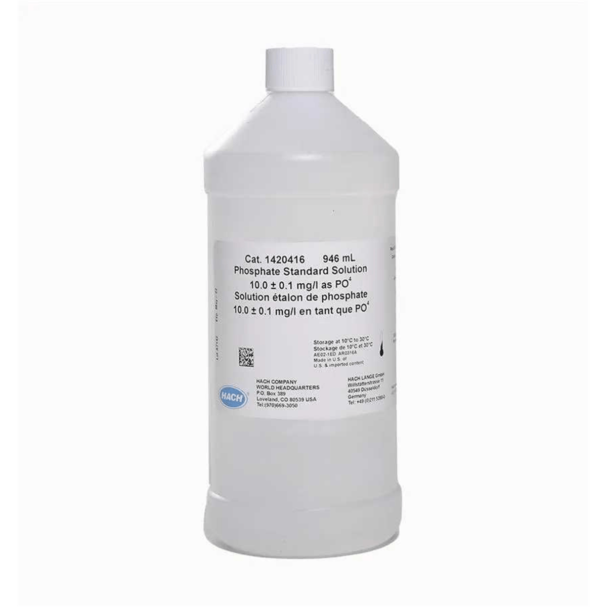 Hach Phosphate Standard Solution, 10 mg/L, 946 mL, 1420416