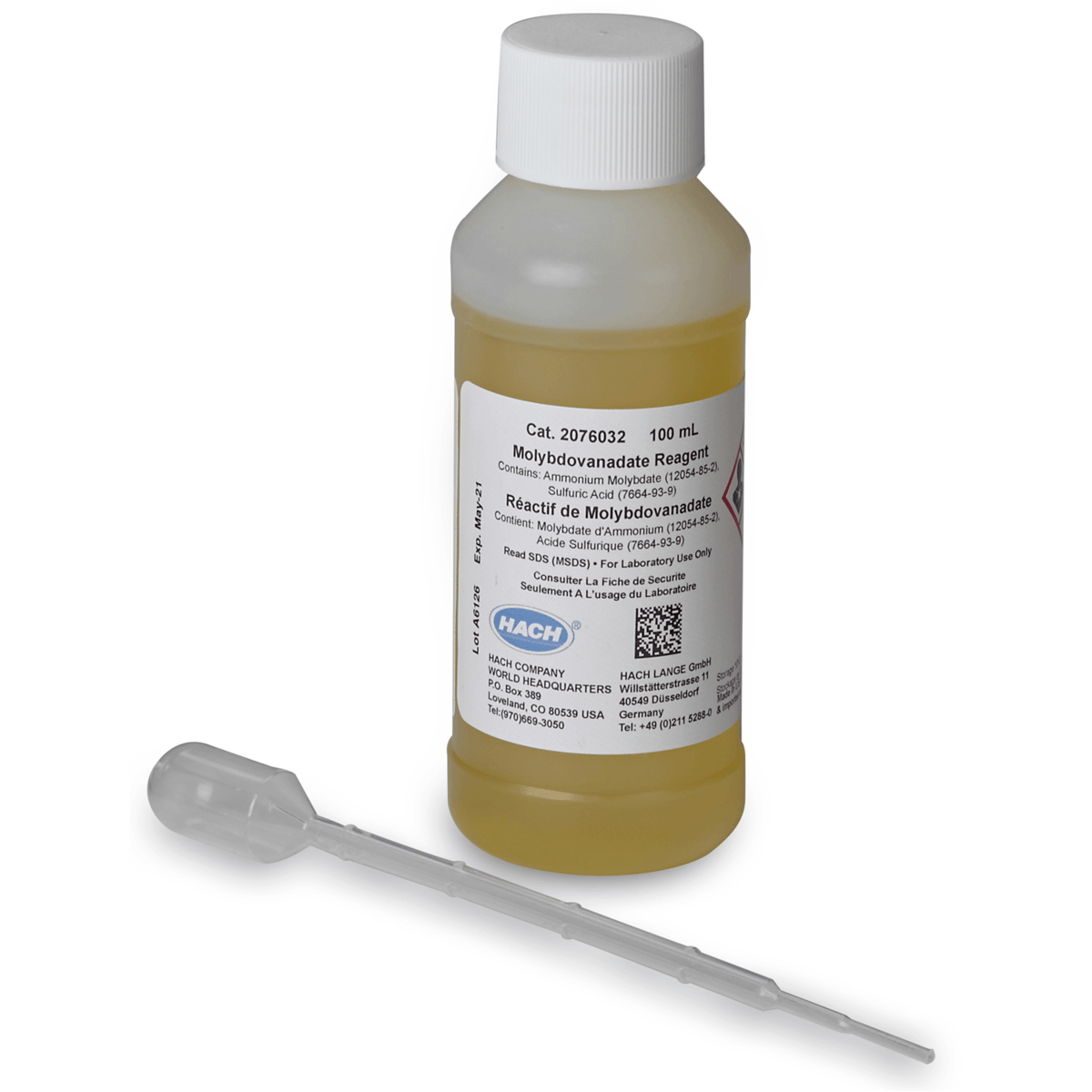 Hach Molybdovanadate Reagent, 100 mL MDB, 2076032