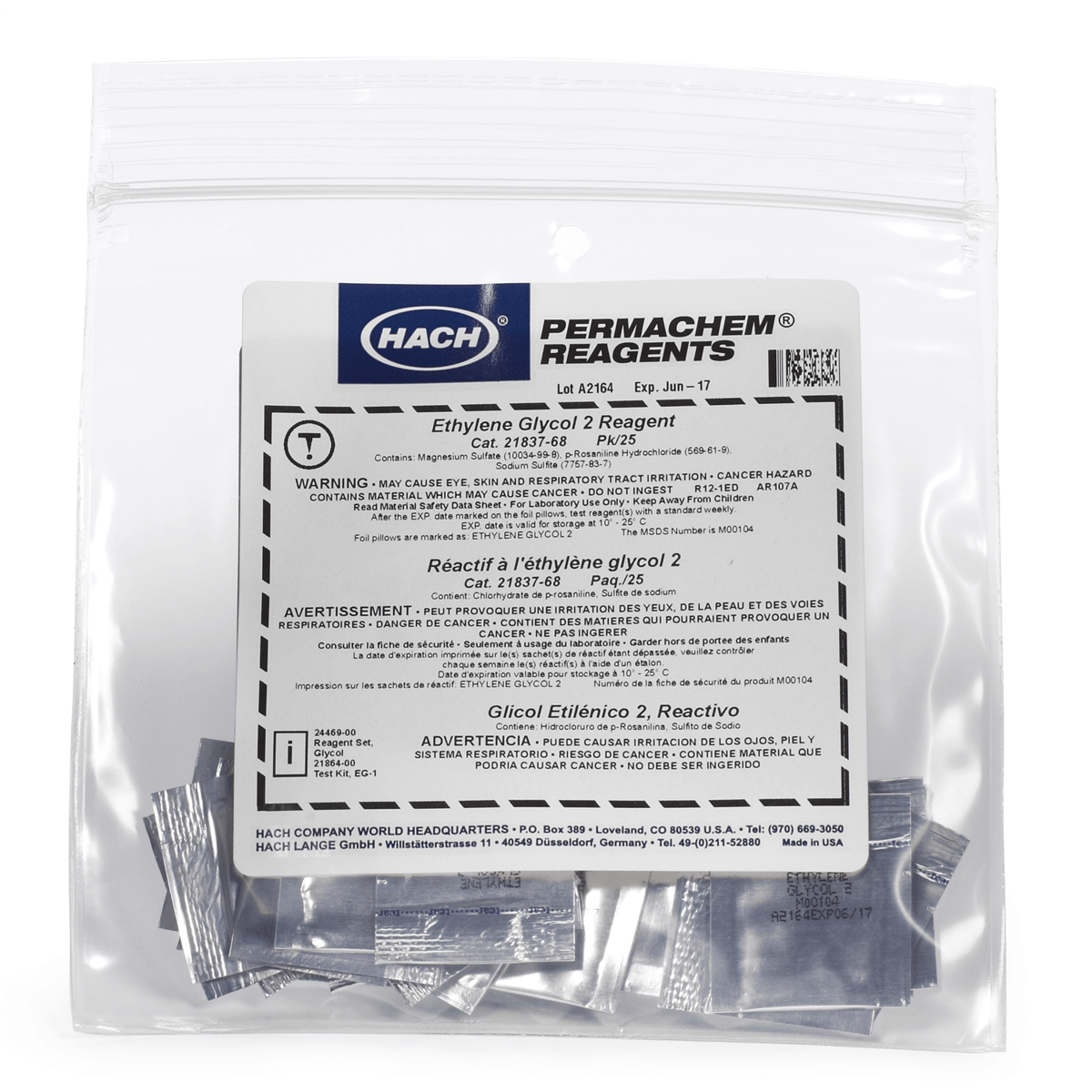 Hach Glycol test Reagent 2 Powder Pillows, pk/25, 2183768