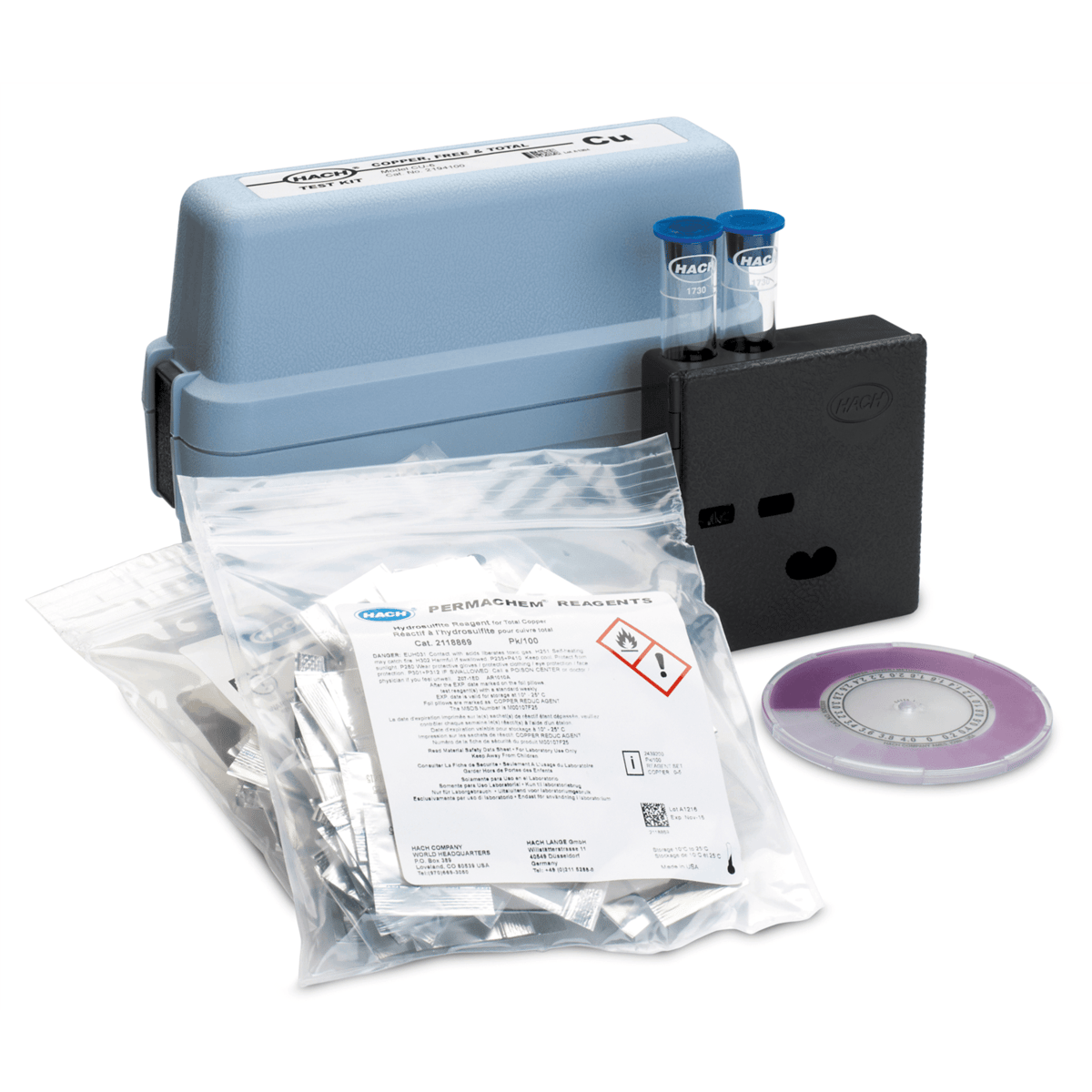 Hach Copper (Free & Total) Color Disc Test Kit, Model CU-6, 2194100