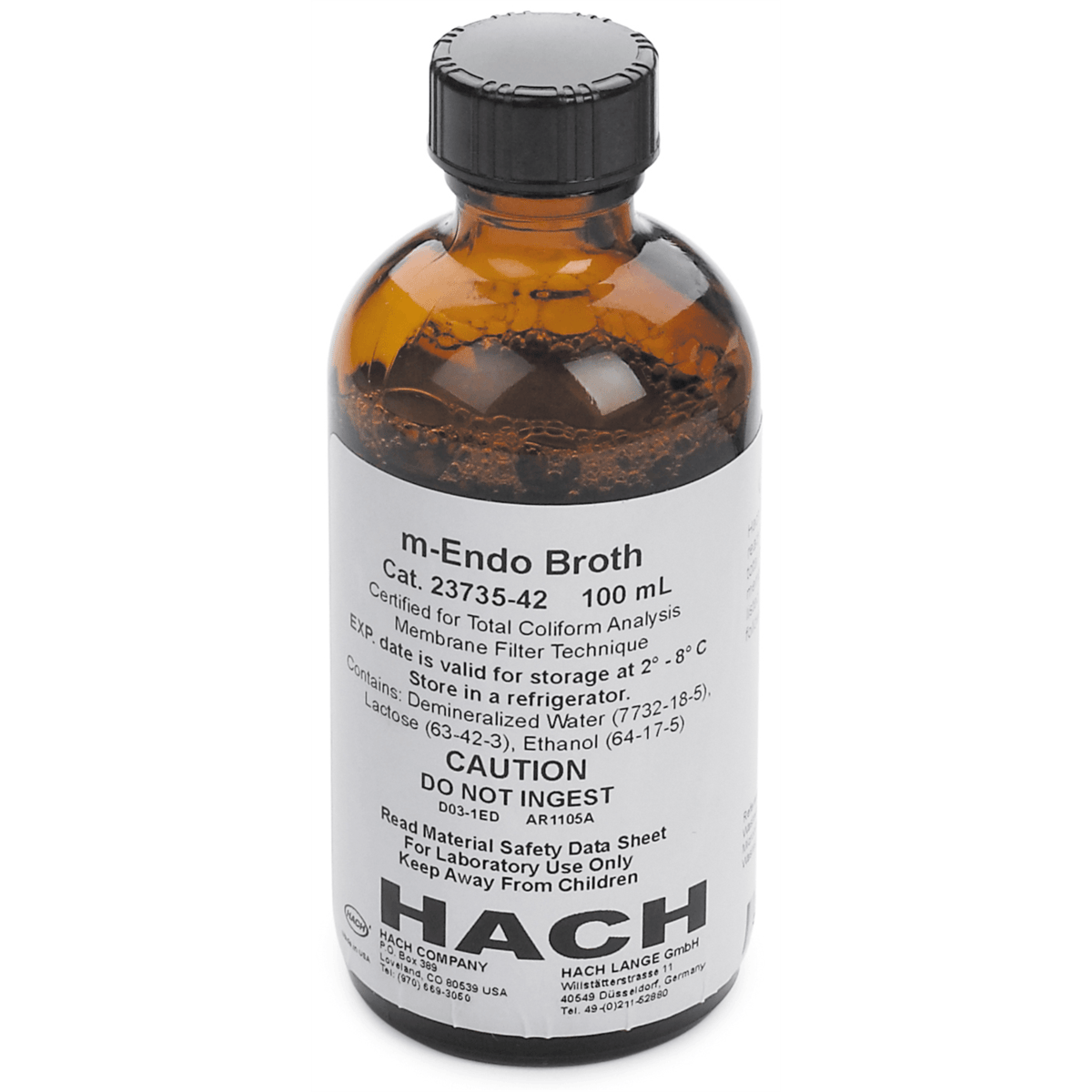 Hach m-Endo Broth, 100 mL glass bottle, 50 tests, 2373542