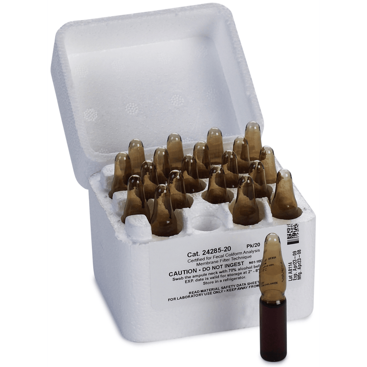 Hach m-FC w/ Rosolic Acid Broth, Glass Ampules 20/pk, 2428520