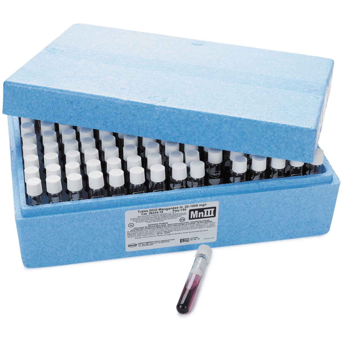 Hach COD Digestion Vials, Manganese III, pk/150, 2623415