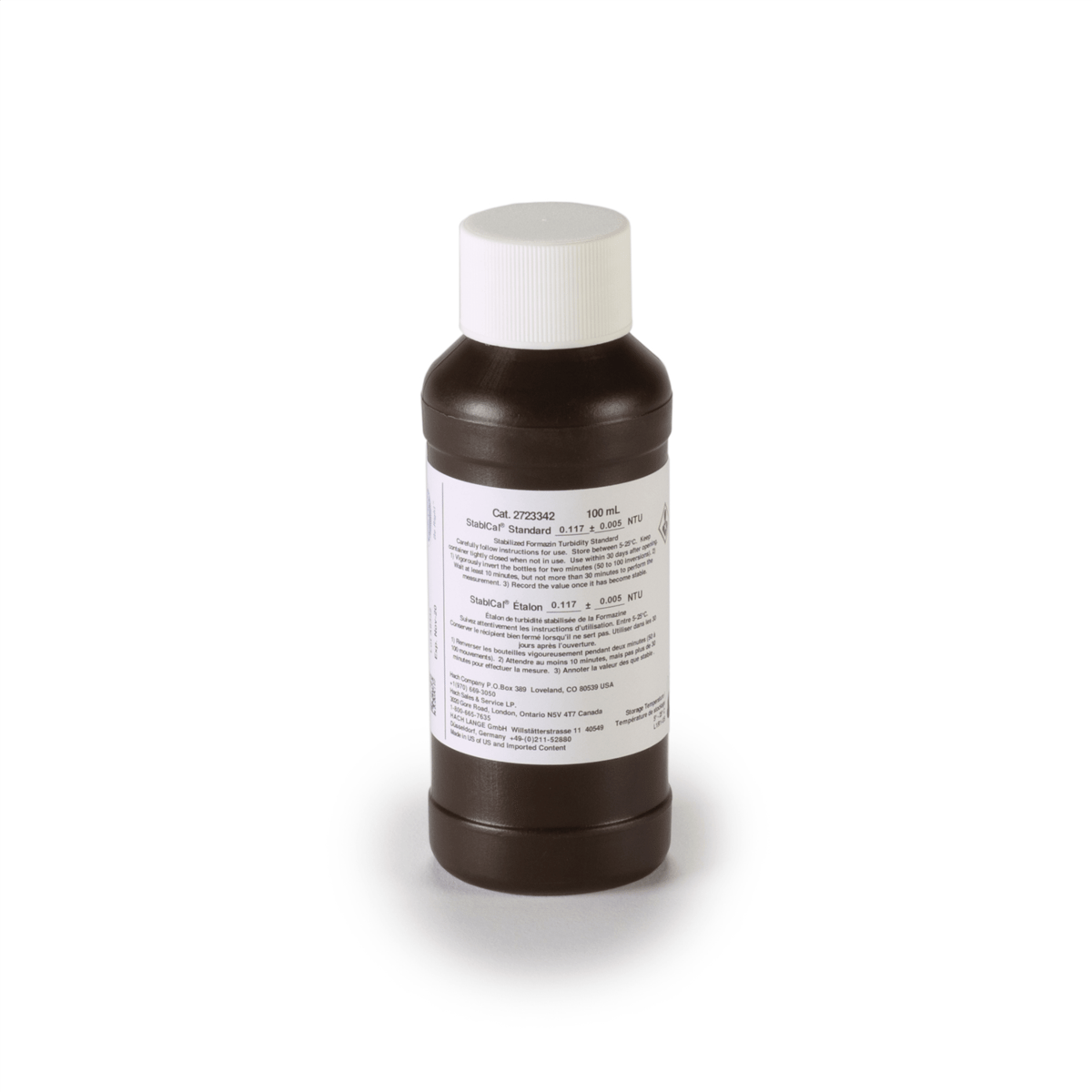 Hach Stablcal® Turbidity Standard, 0.10 NTU, 100 mL, for 2100N, 2100N IS, 2100AN, 2100AN IS, 2723342