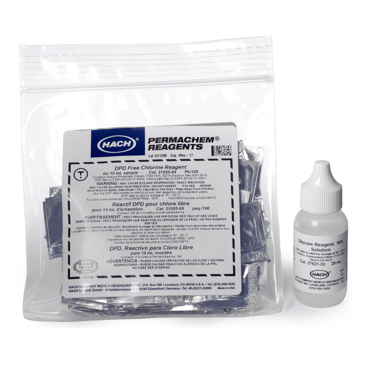 Hach Chlorine Dioxide Reagent Set, DPD Glycine, 10 mL, 2770900
