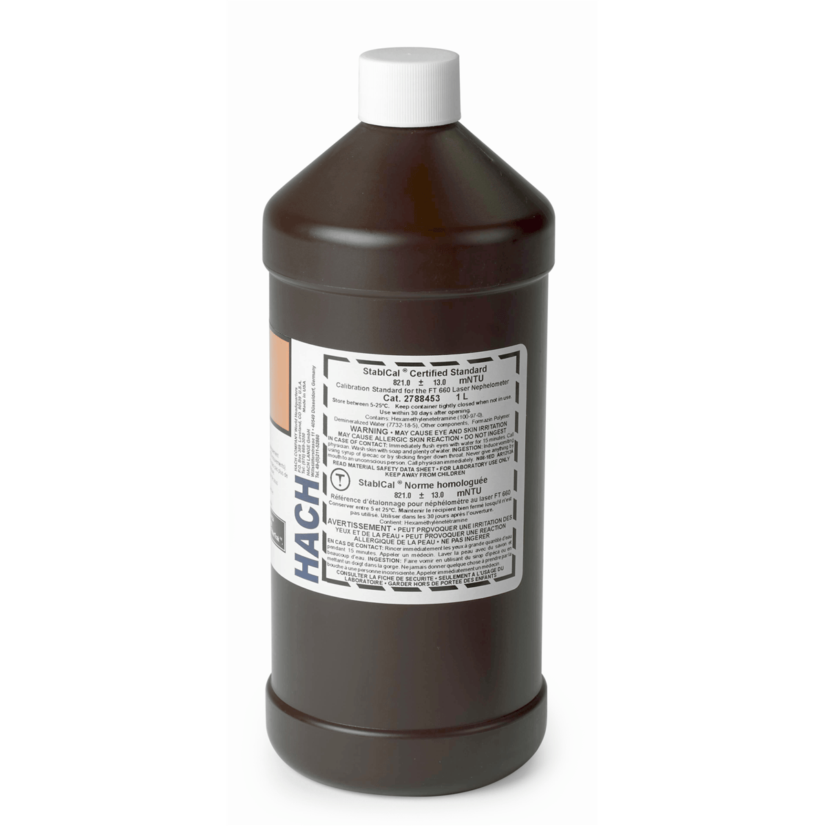 Hach Stablcal® Turbidity Standard, 800 mNTU (0.80 NTU), 1.0 L, 2788453