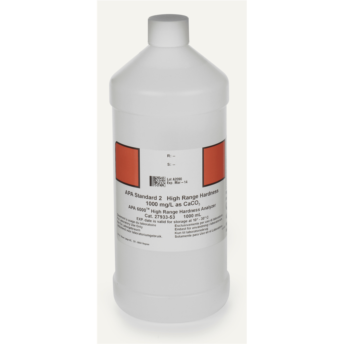 Hach APA6000 High Range Hardness Standard 2, 1000 mg/L, 1L, 2793353