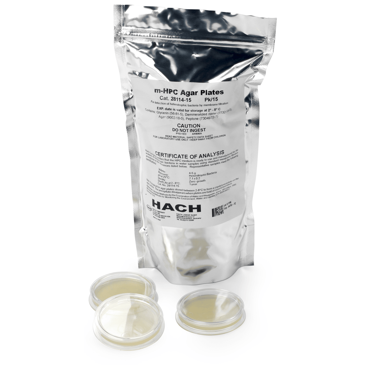 Hach m-HPC Agar Plates, 15/pk, 2811415