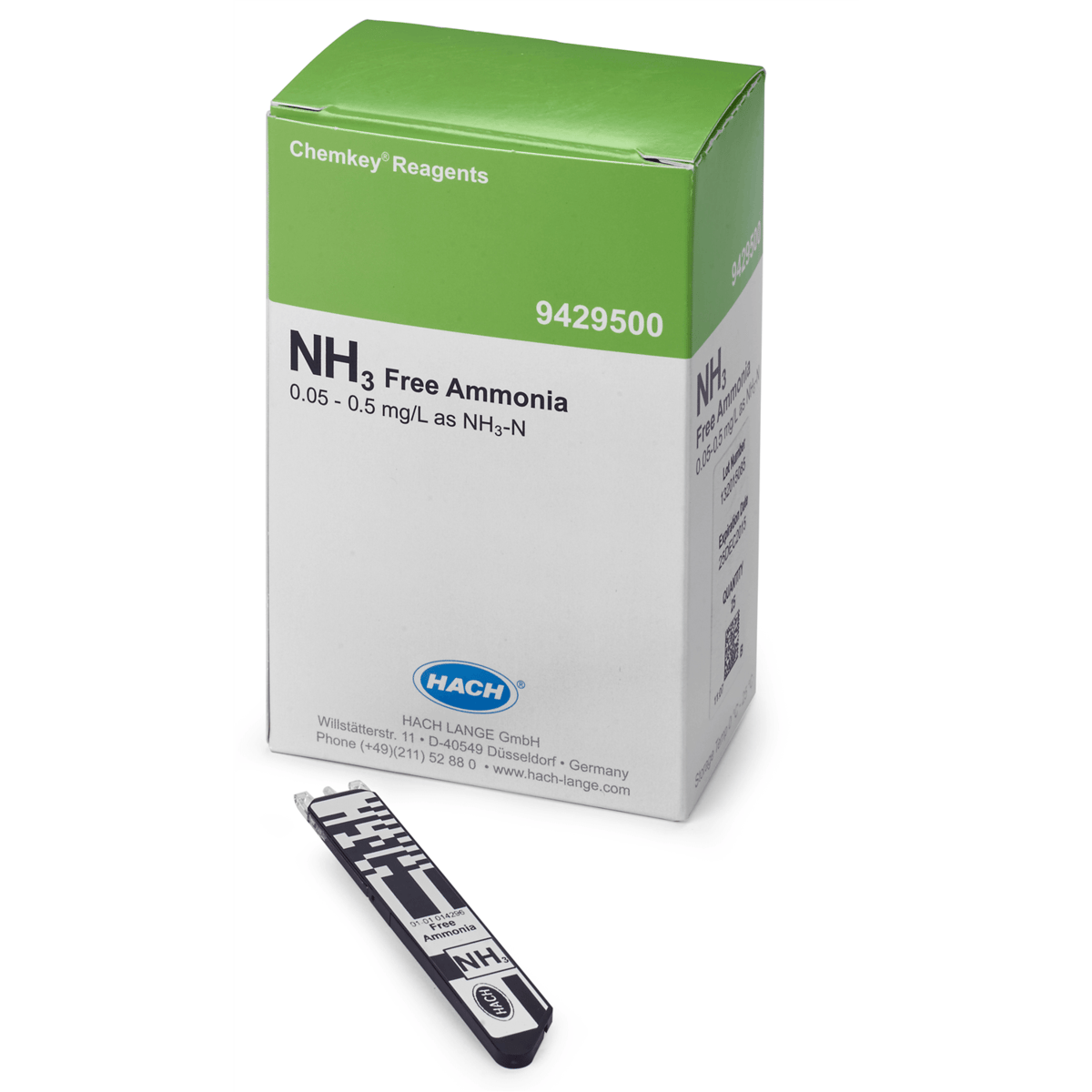 Hach Free Ammonia Chemkey® Reagents, 0.05-0.50 mg/L NH3-N, Box of 25, 9429500