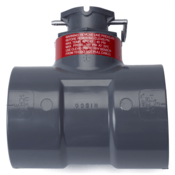 Hach Pin Lock Tee, PVC, 1.5", Flow, MHF15D2