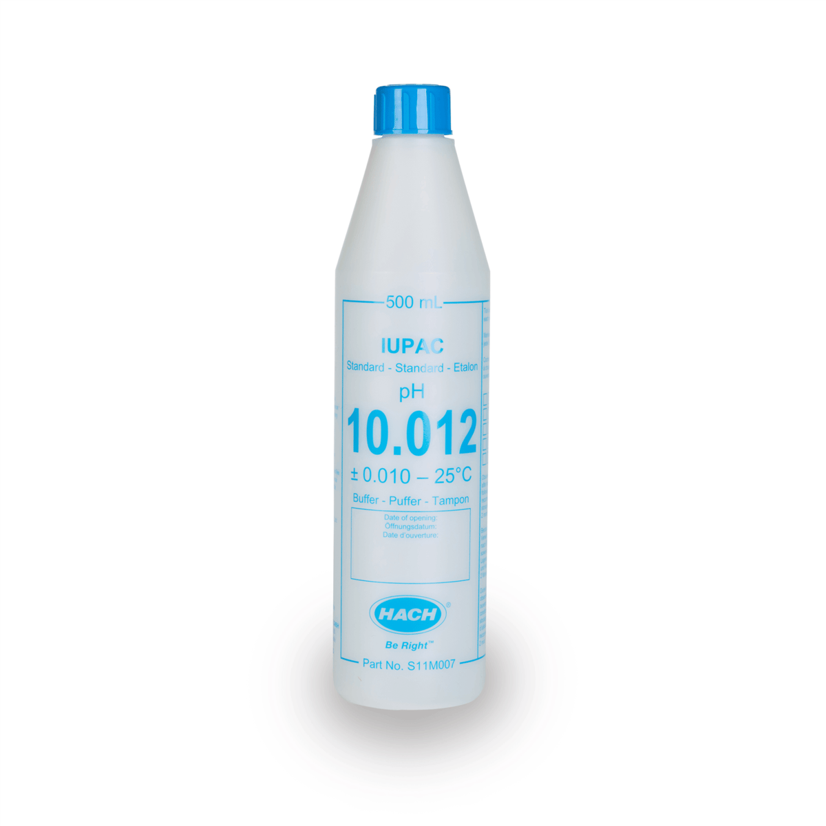 Hach Certified Buffer Standard Solution, IUPAC, pH 10.012, 500 mL, S11M007