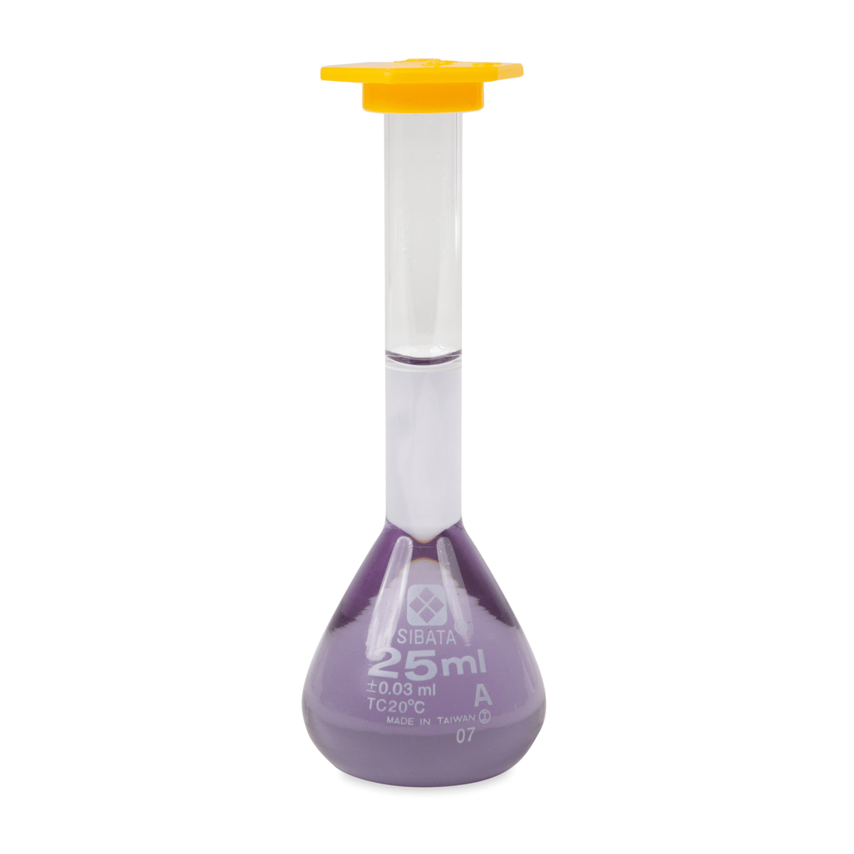 Vee Gee Volumetric Flask, Class A, Snap Cap, 25 mL, Pack of 6